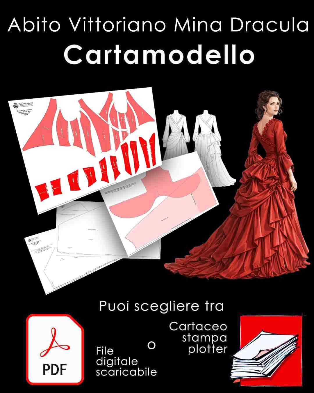 Cartamodello Abito Vittoriano Mina Dracula