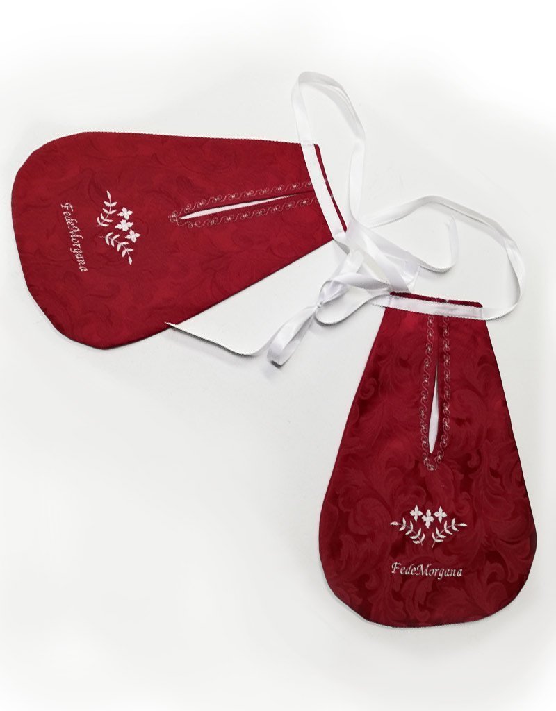 Tasche 1700 in tessuto damascato rosso ricamate